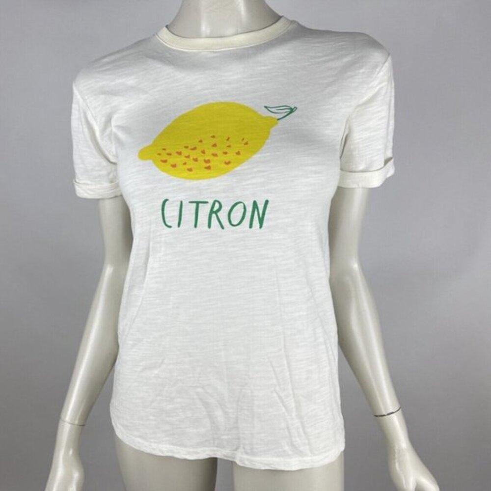 Boden Turn Up‎ Cuff Cotton Citron T-shirt Women XS NWT Short Sleeve Crew Neck